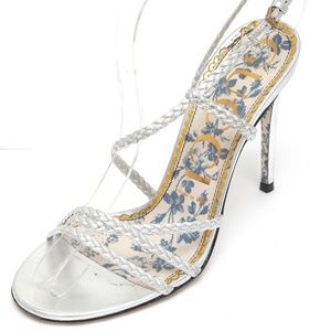 GUCCI Sandal Metallic Silver Leather HAINES Sz 38